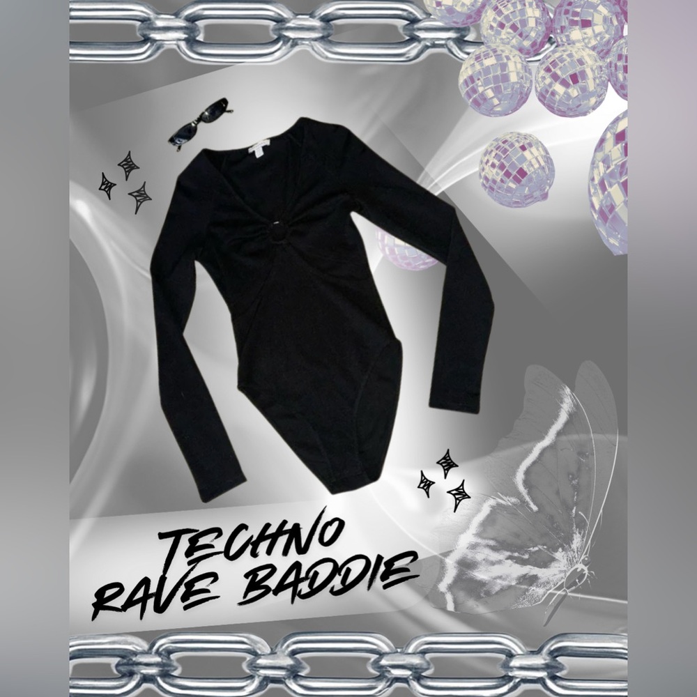 💚 Topshop black long sleeve body suit